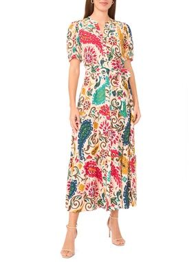 Halogen Short Sleeve Tie Waist Maxi Dress